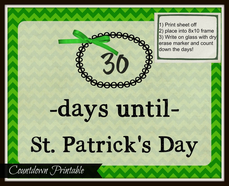 St. Patrick's Day Countdown Printable Domestic Mommyhood