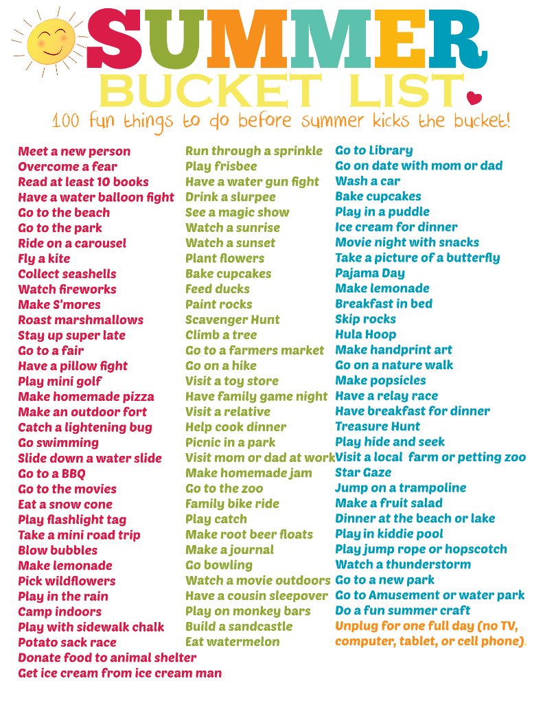 Summer Bucket List Printable for Kids Domestic Mommyhood