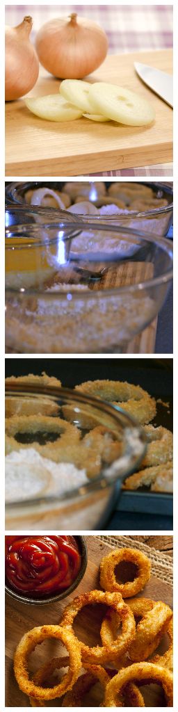 baked onion rings collage