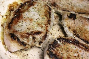 pork chop and rice bake browning