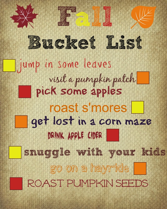 fall bucket list printable