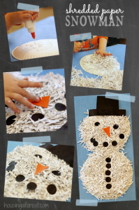 shredded paper snowman