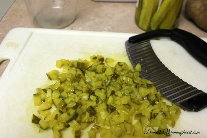 crockpot pickle soup cutting pickles