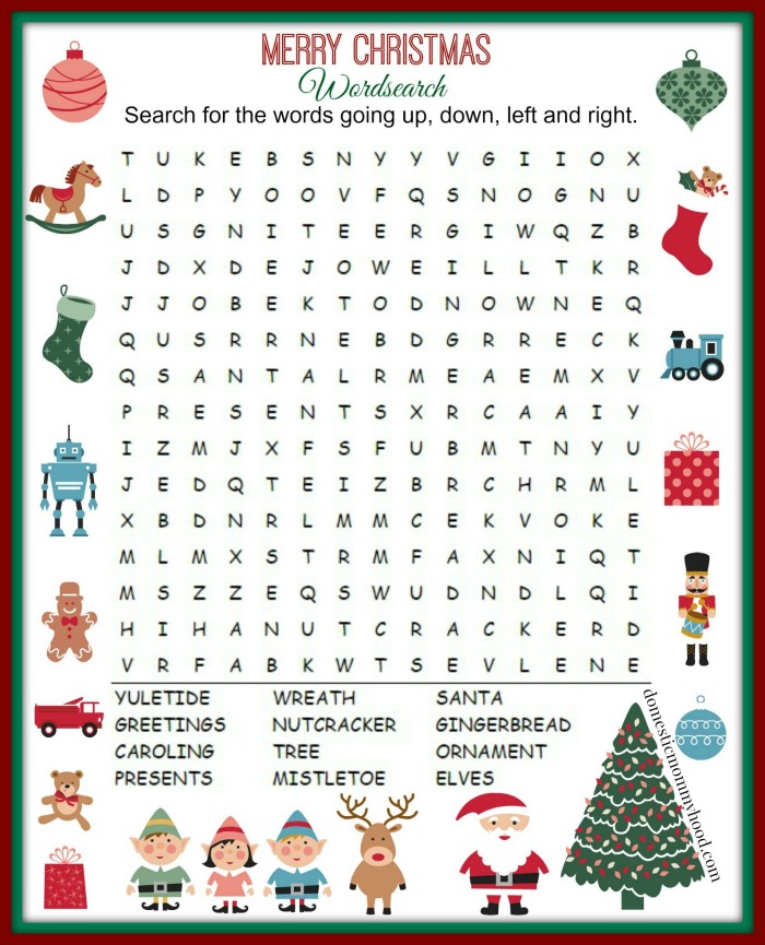 free christmas word search printable