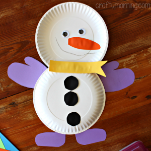 paper plate snowman craft preschool winter crafts