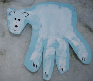 polar bear hand print craft