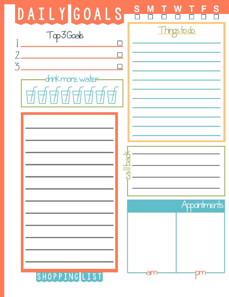 Daily Goals To Do List Printable