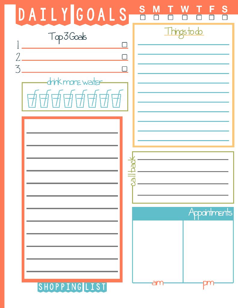 Daily Goals List Printable