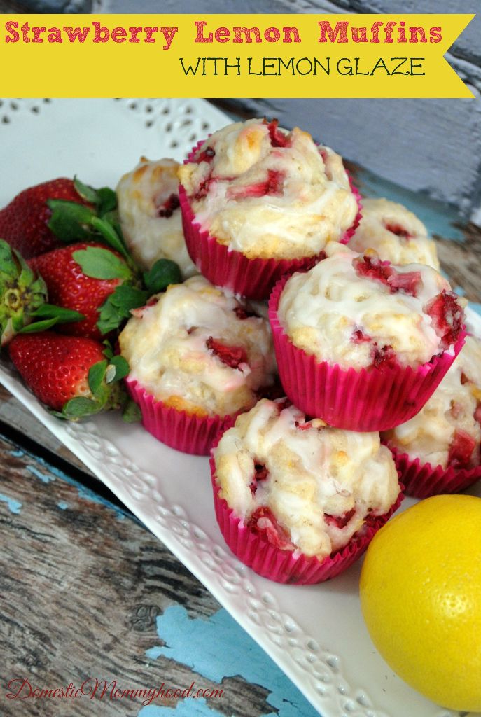 Strawberry Lemon Muffins with Lemon Glaze