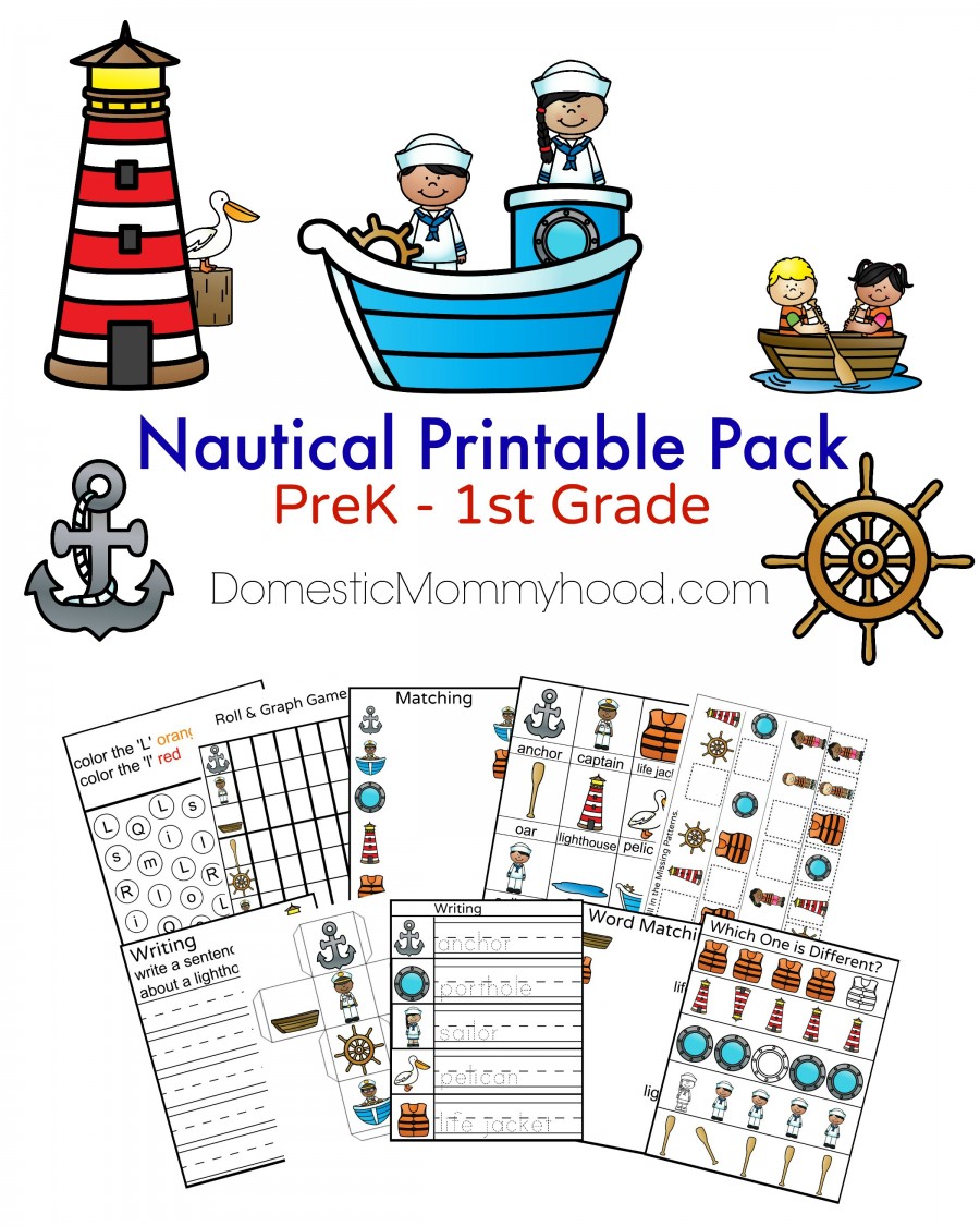 Nautical Printable Pack PreK 1st Grade Domestic Mommyhood