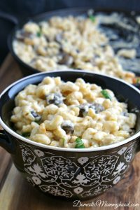 Easy dinner recipe Garlic Chicken with Mushrooms Macaroni and Cheese Skillet Recipe