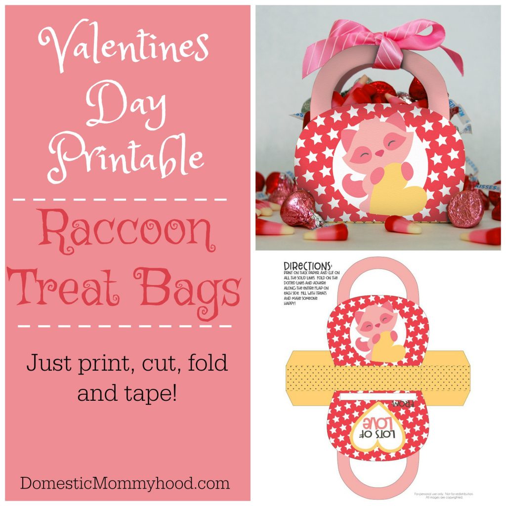 Valentines Day Printables Raccoon Purse Treat Bag Domestic Mommyhood