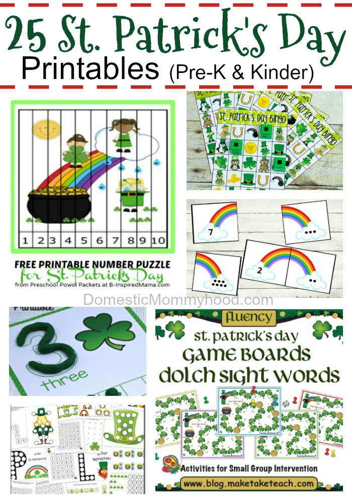 Free PreschoolKindergarten St Patrick's Day Printables