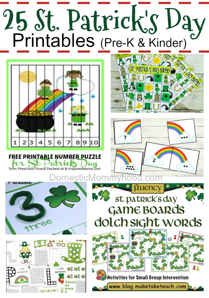 Free Preschool Kindergarten St Patrick s Day Printables Domestic 
