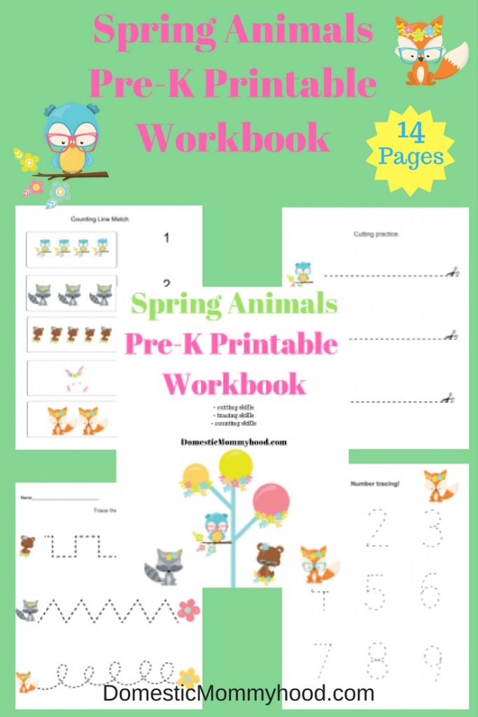 Spring Pre-K Themed Spring Animals Pre-K Printable Workbook